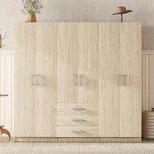 70.9" Wardrobe Closet 6 Doors