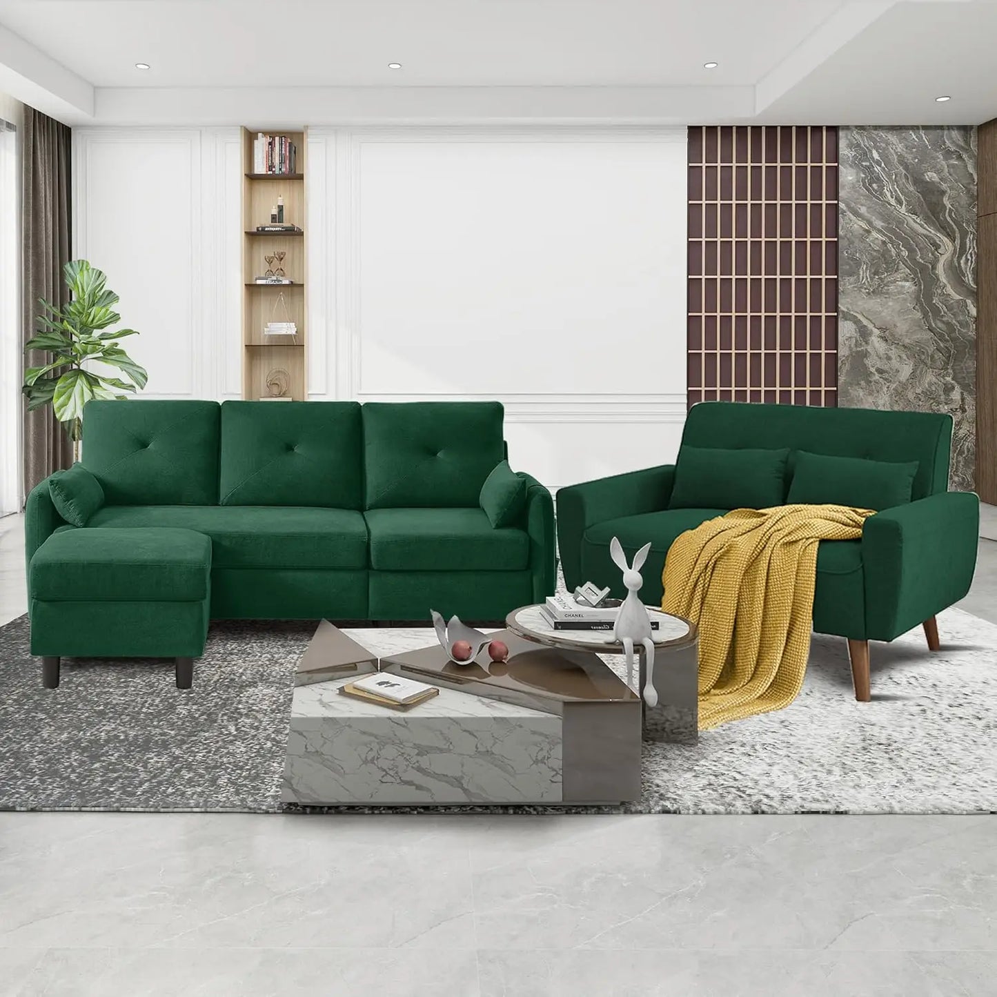 77" Sectional Sofa Set