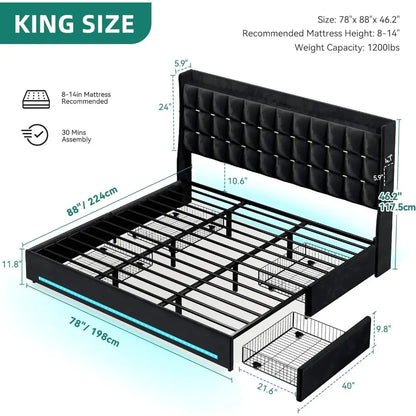 Queen/king Bed Frame with 4 Drawers