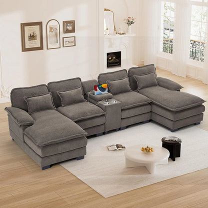 124" Black Sectional Couch Sofa