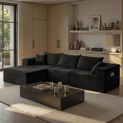 "L-Shaped Cloud Sectional Sofa - Modular Deep Seat Couch with Chaise,