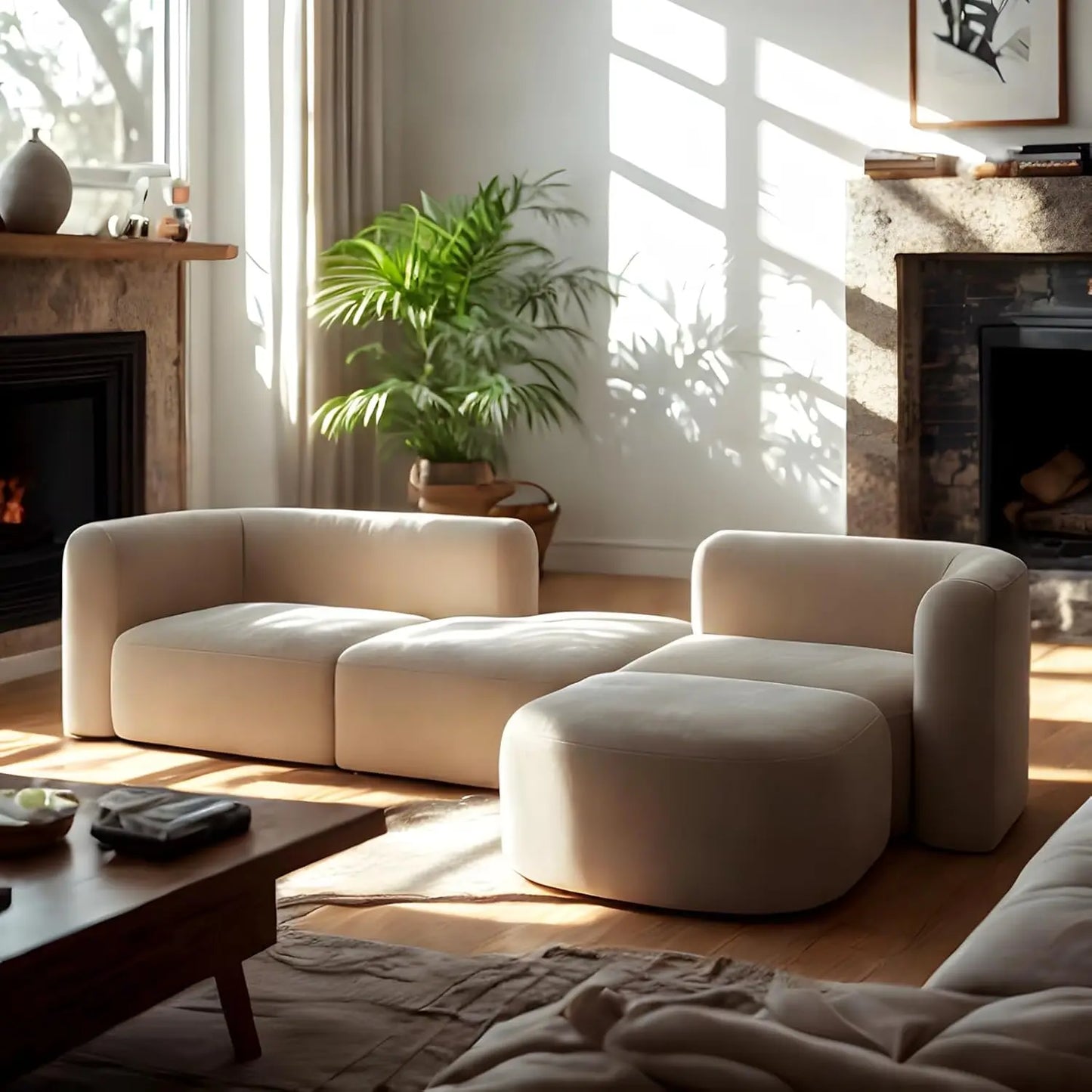 Curved Back Velvet Sofa