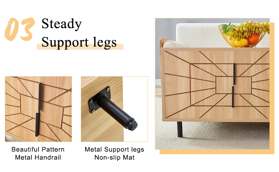 Wooden Mid Century Storage Sofa Table
