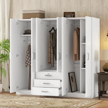 70.9" Wardrobe Closet 6 Doors