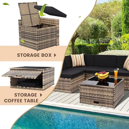 8 Pieces Outdoor Wicker Furniture Set