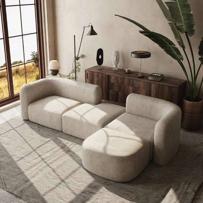 Curved Back Velvet Sofa