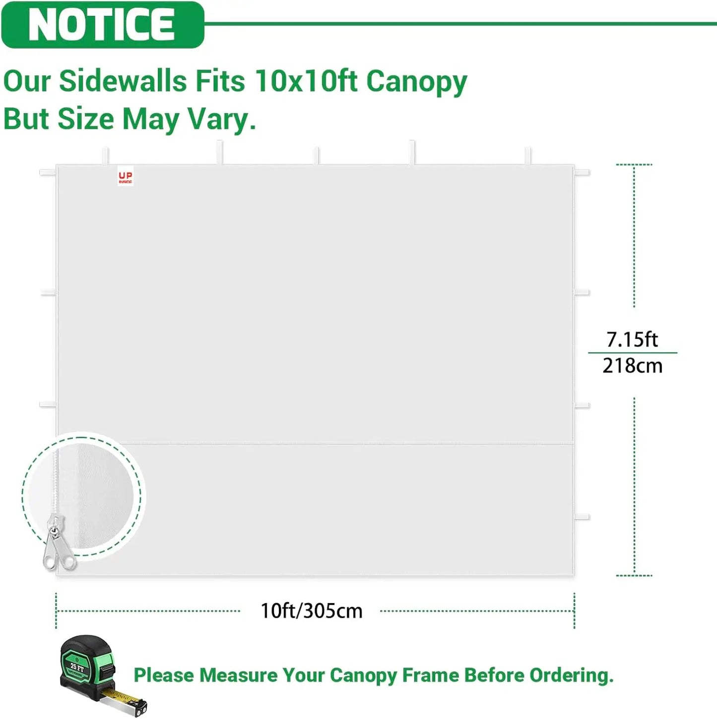 Waterproof UV Protection Sidewalls for 10x10 Pop Up Canopy Frame, Ideal for Outdoor Events and Vendor Booths (White, 3 PCS)