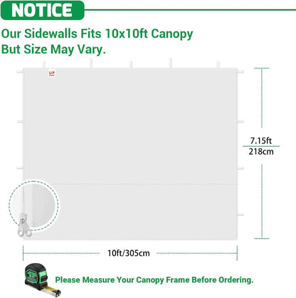 Waterproof UV Protection Sidewalls for 10x10 Pop Up Canopy Frame, Ideal for Outdoor Events and Vendor Booths (White, 3 PCS)