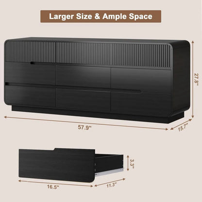Fluted 9 Drawer Dresser