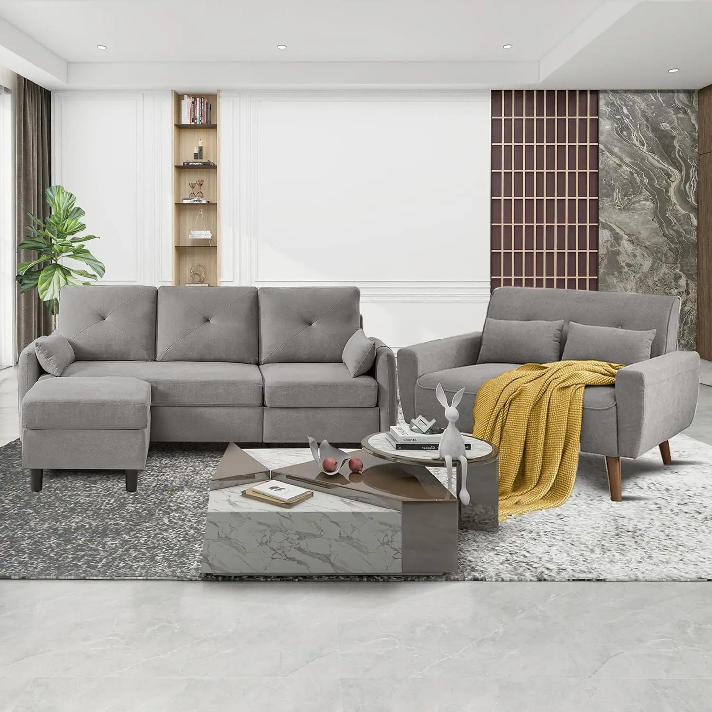 77" Sectional Sofa Set