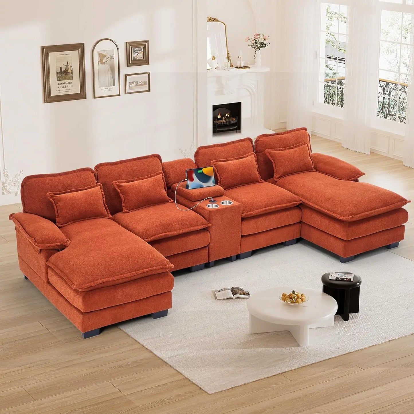 124" Black Sectional Couch Sofa
