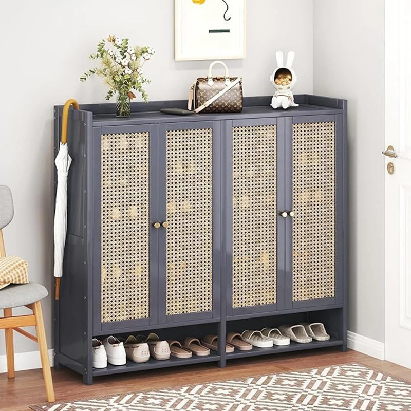 Bamboo Shoe Storage Cabinet With Doors, 38-42 Pairs