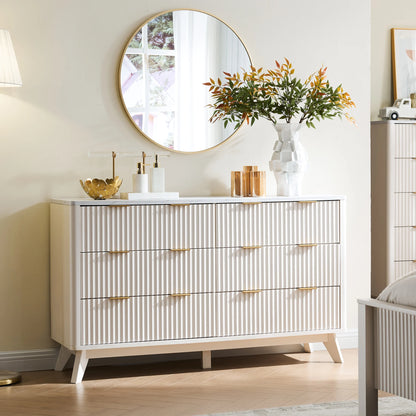 54" Fluted 6 Drawers Dresser