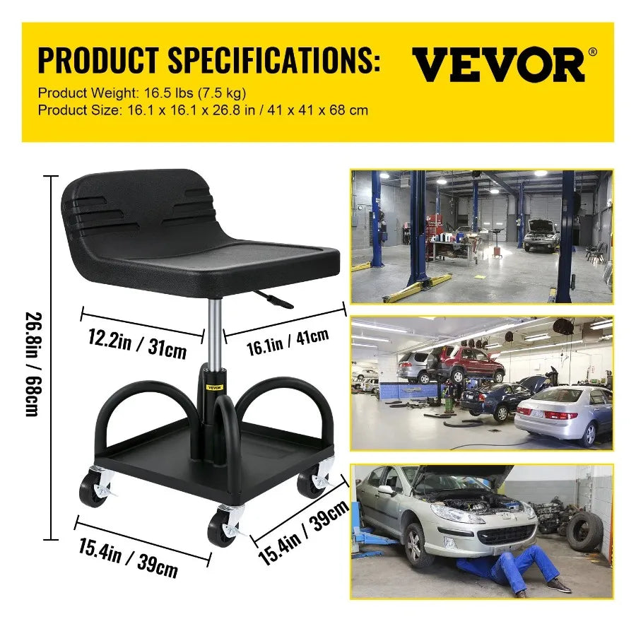 Rolling Garage Stool 300LBS Capacity