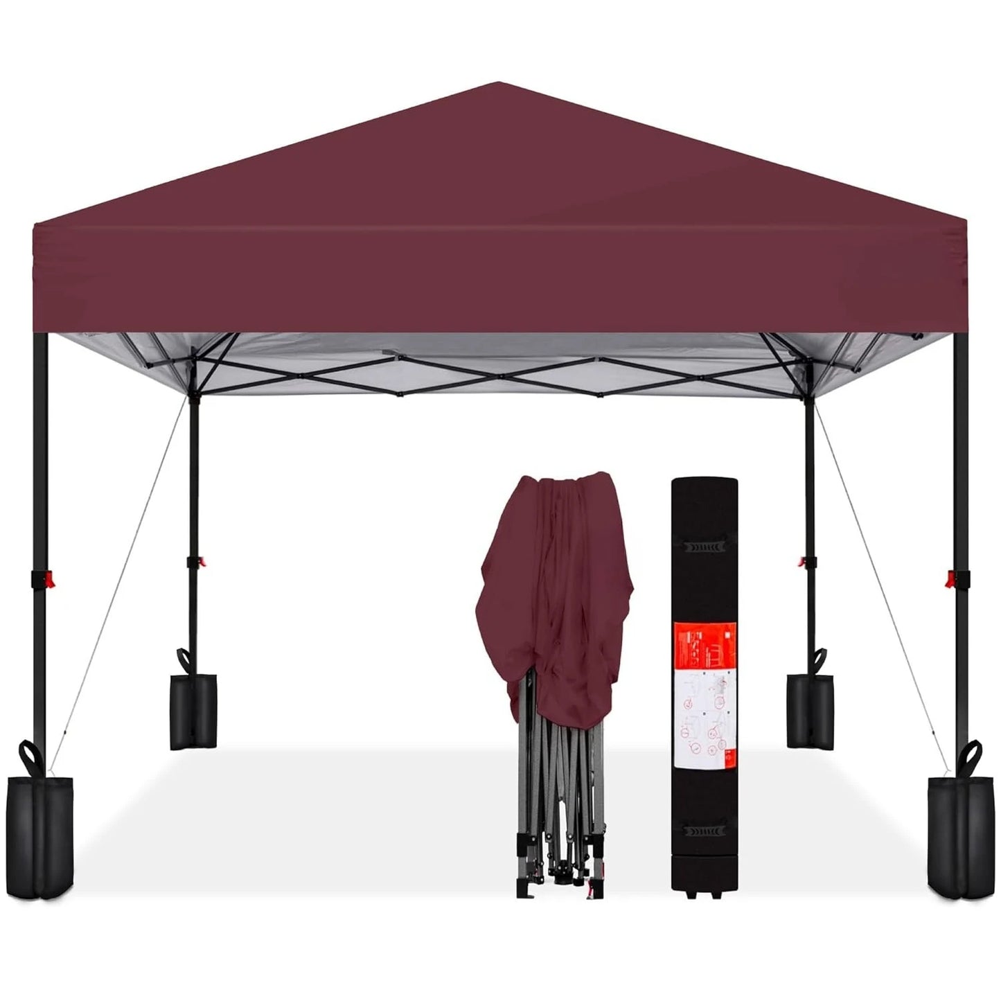 8x8ft 1-Person Setup Pop Up Canopy Tent Instant Portable Shelter w/ 1-Button Push, Case, 4 Weight Bags, Customized