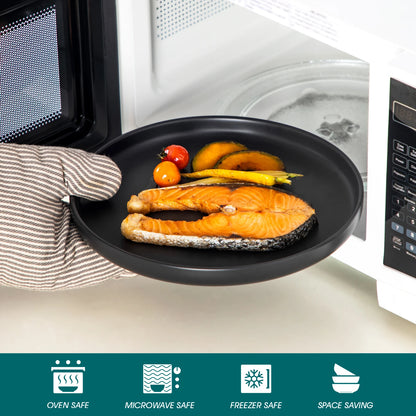 18/36 Piece Black Ceramic Plate Set