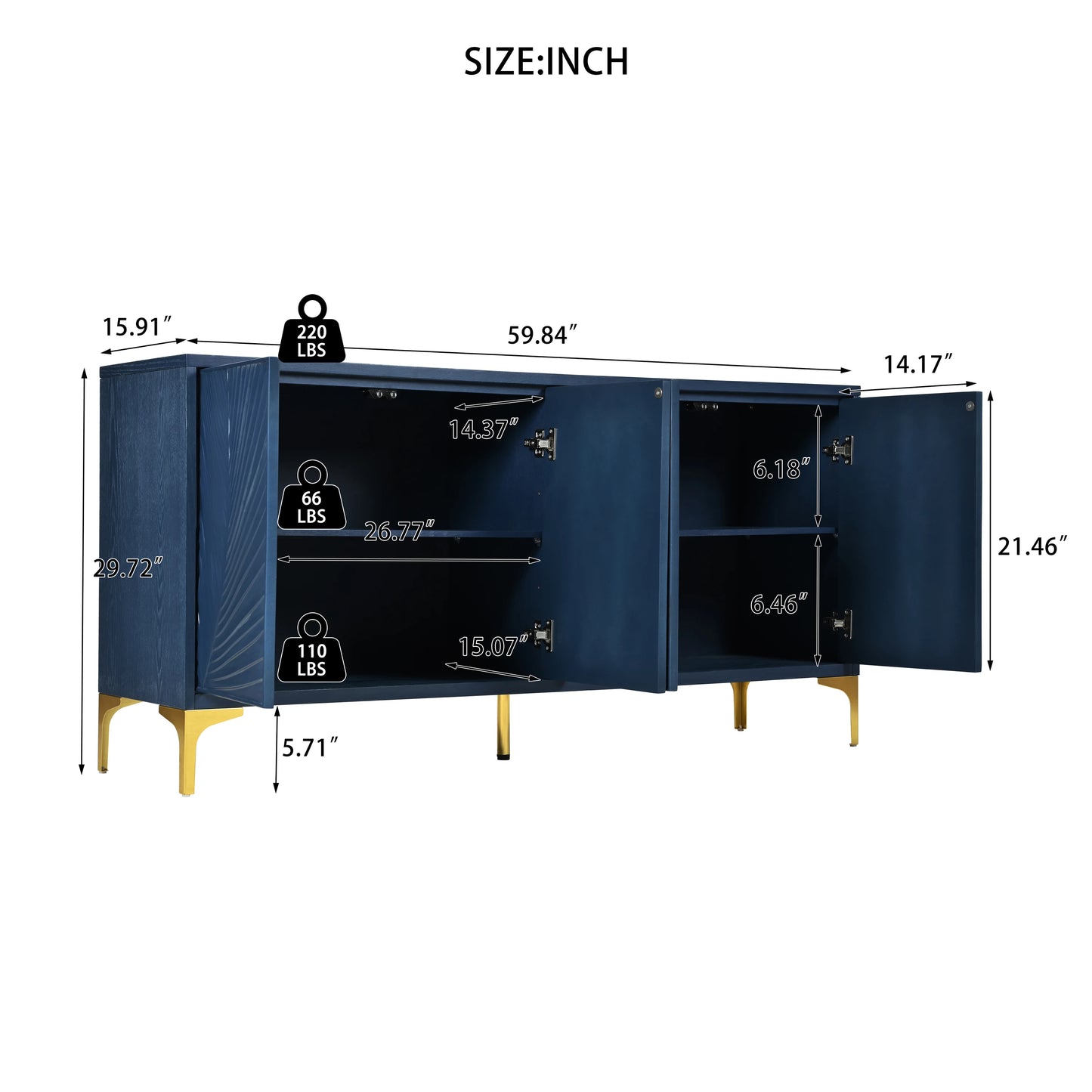 4-door Sideboard with adjustable shelves