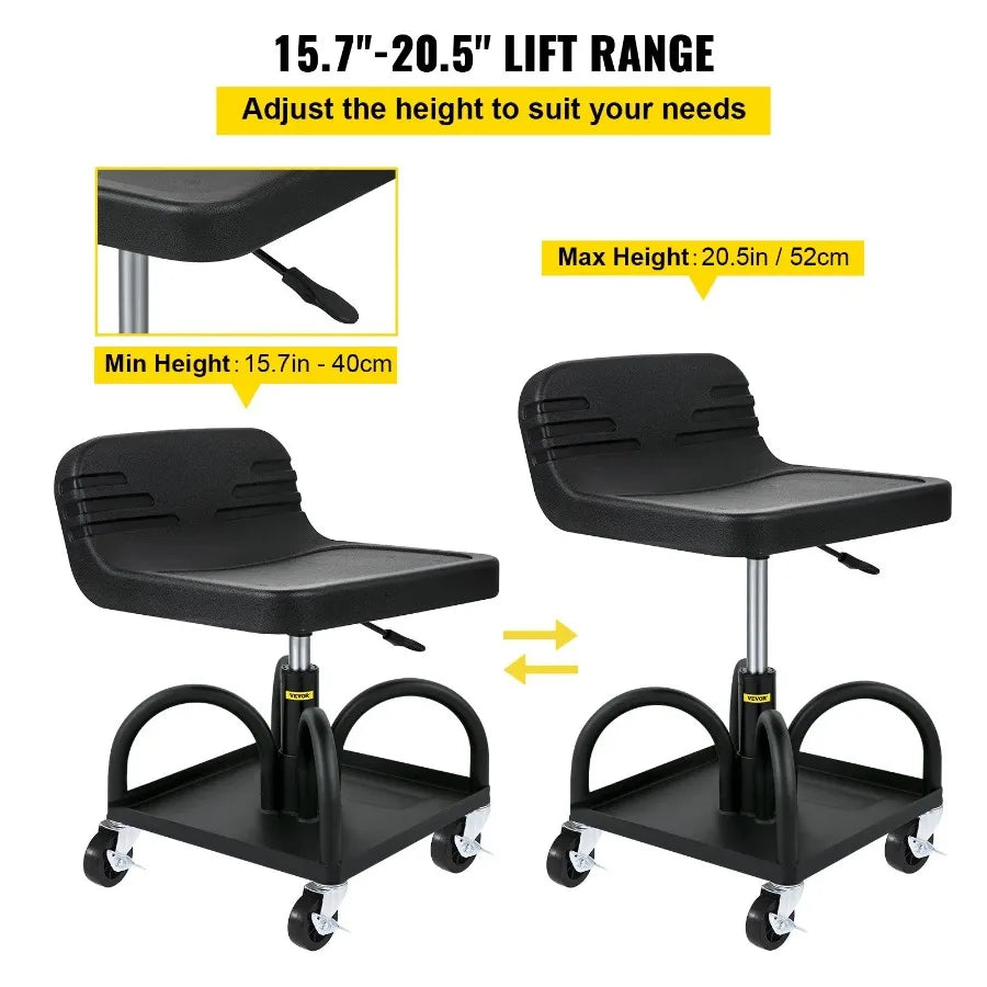Rolling Garage Stool 300LBS Capacity