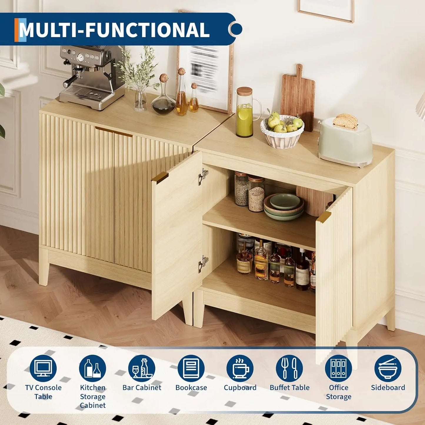 31.5'' Fluted Buffet Cabinet Sideboard