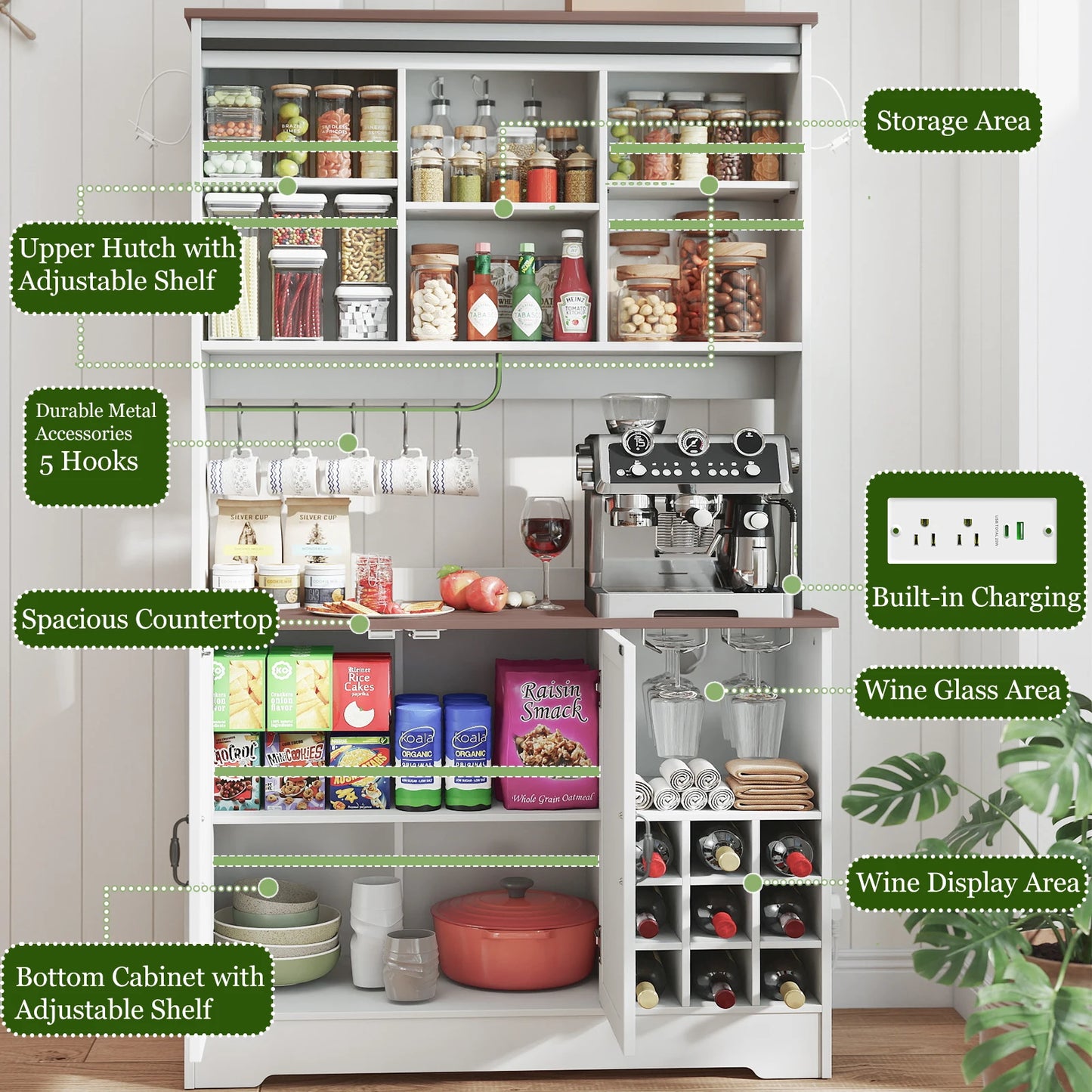 71" Kitchen Pantry Cabinet