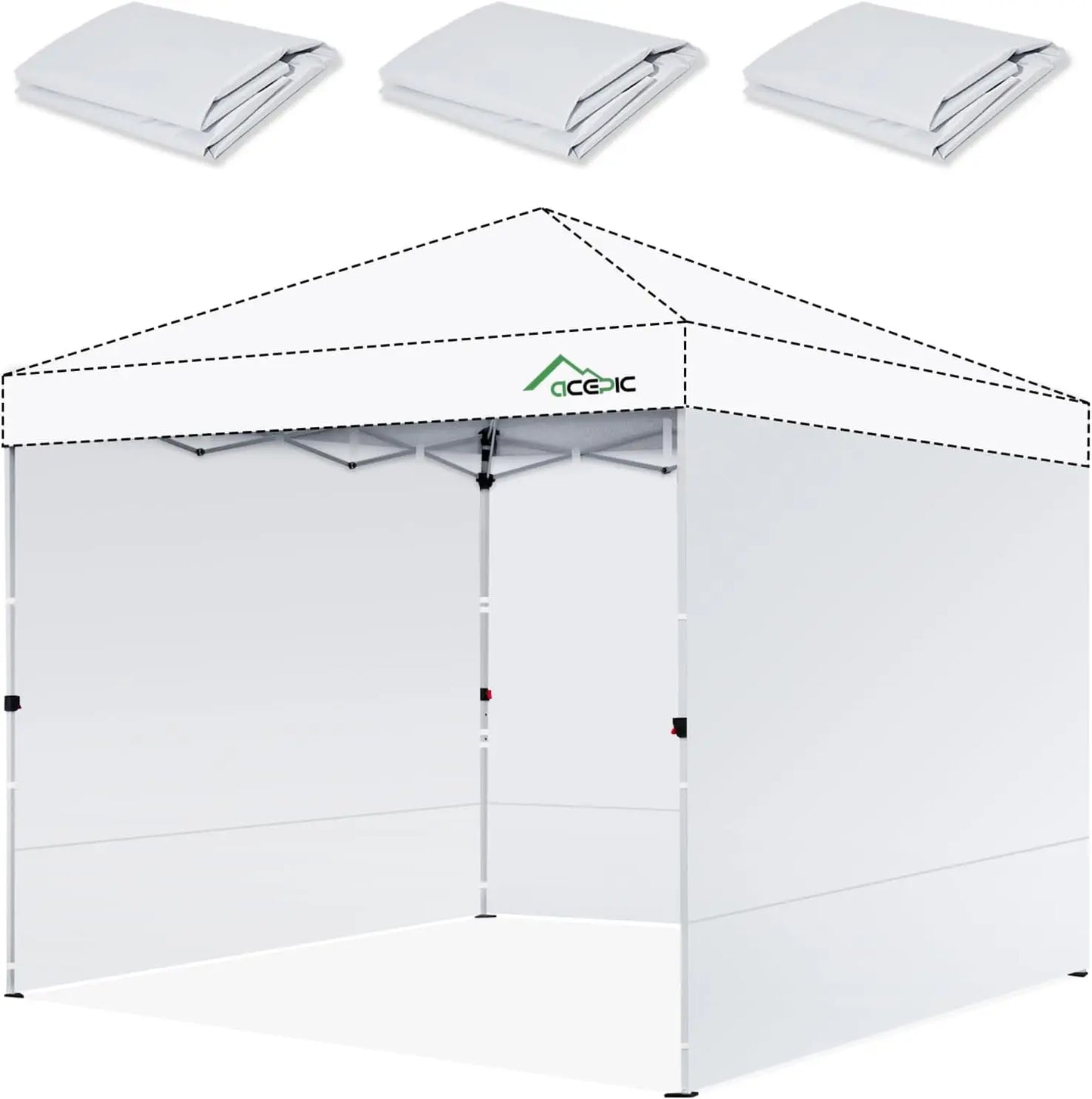 Waterproof UV Protection Sidewalls for 10x10 Pop Up Canopy Frame, Ideal for Outdoor Events and Vendor Booths (White, 3 PCS)