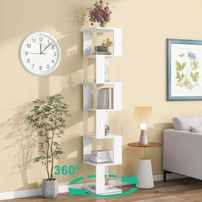 360° Rotating 5-Tier/6-Tier Bookshelf Tower