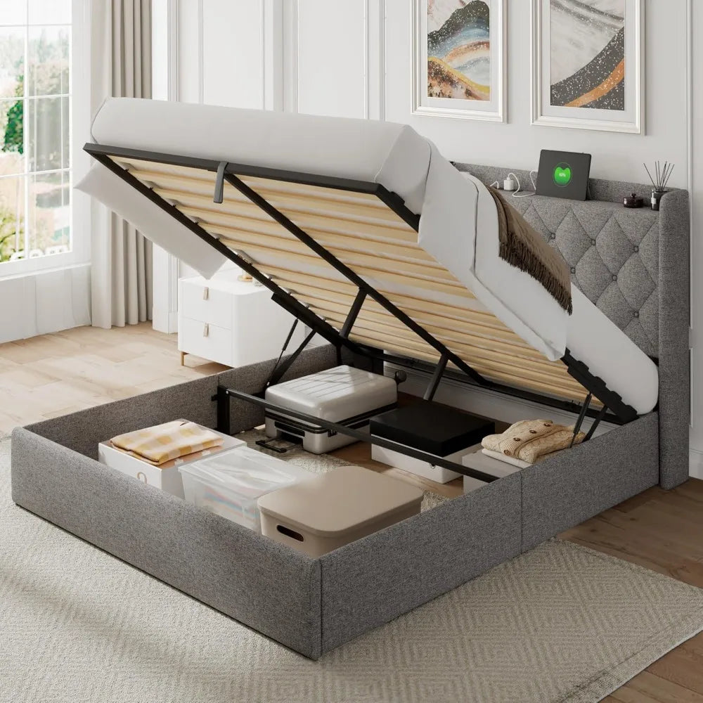 Queen Size Bed Frame with Storage