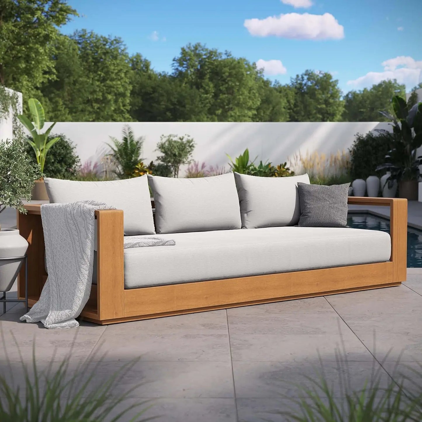 Tahoe Acacia Wood Outdoor Patio Sofa
