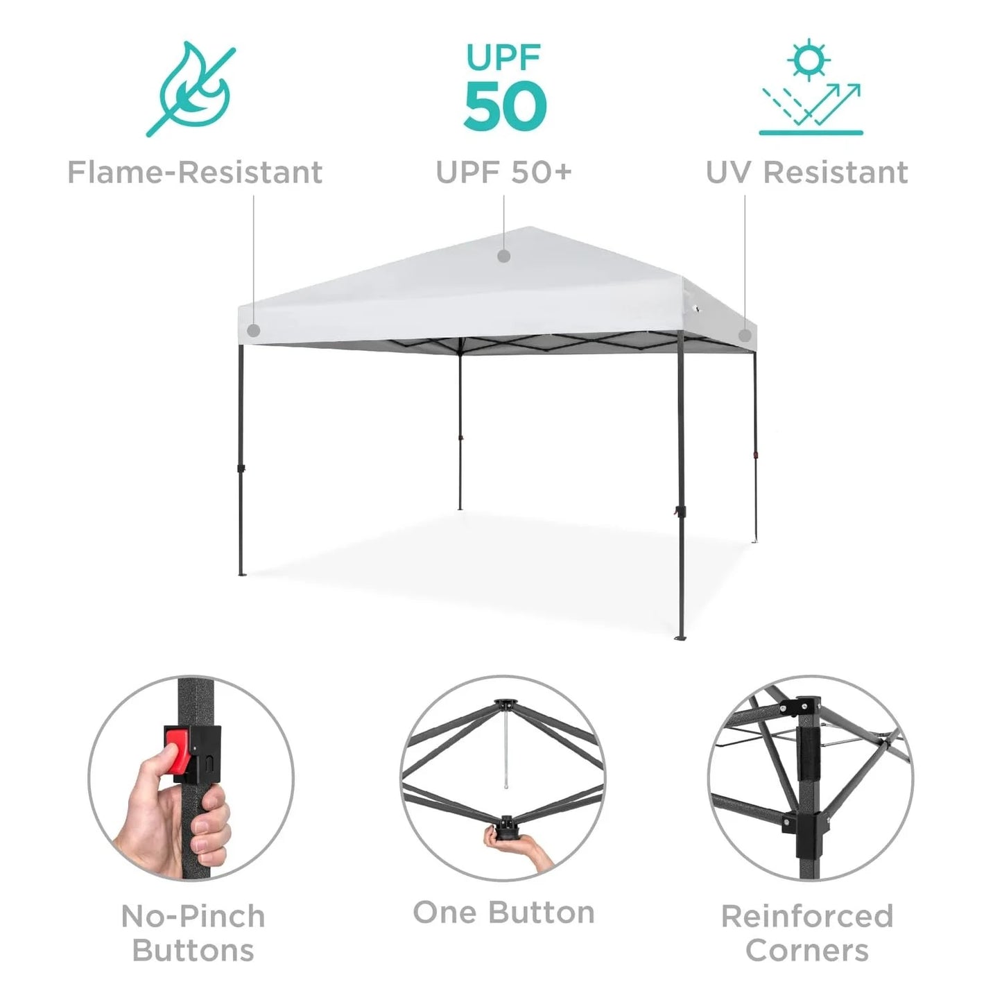8x8ft 1-Person Setup Pop Up Canopy Tent Instant Portable Shelter w/ 1-Button Push, Case, 4 Weight Bags, Customized