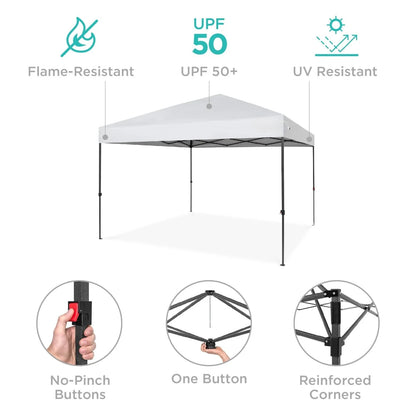 8x8ft 1-Person Setup Pop Up Canopy Tent Instant Portable Shelter w/ 1-Button Push, Case, 4 Weight Bags, Customized