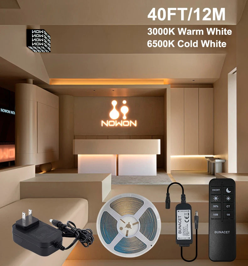 Warm White LED Strip Light 3000K 65000K With RF Remote