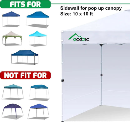 Waterproof UV Protection Sidewalls for 10x10 Pop Up Canopy Frame, Ideal for Outdoor Events and Vendor Booths (White, 3 PCS)