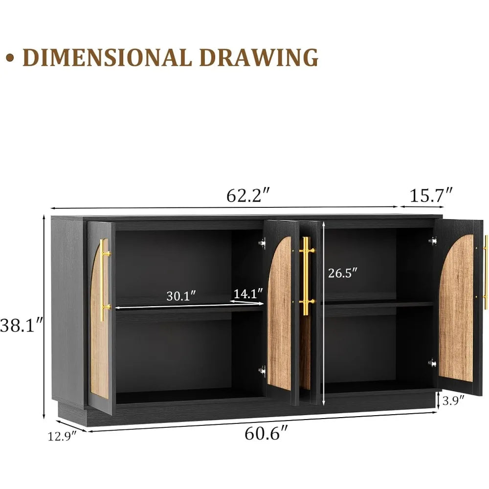 62" Buffet Cabinet with Hutch