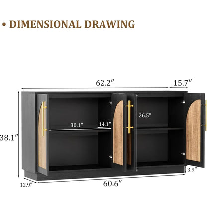 62" Buffet Cabinet with Hutch