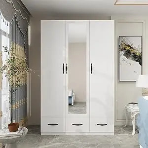 Wooden Closet with Mirror Door