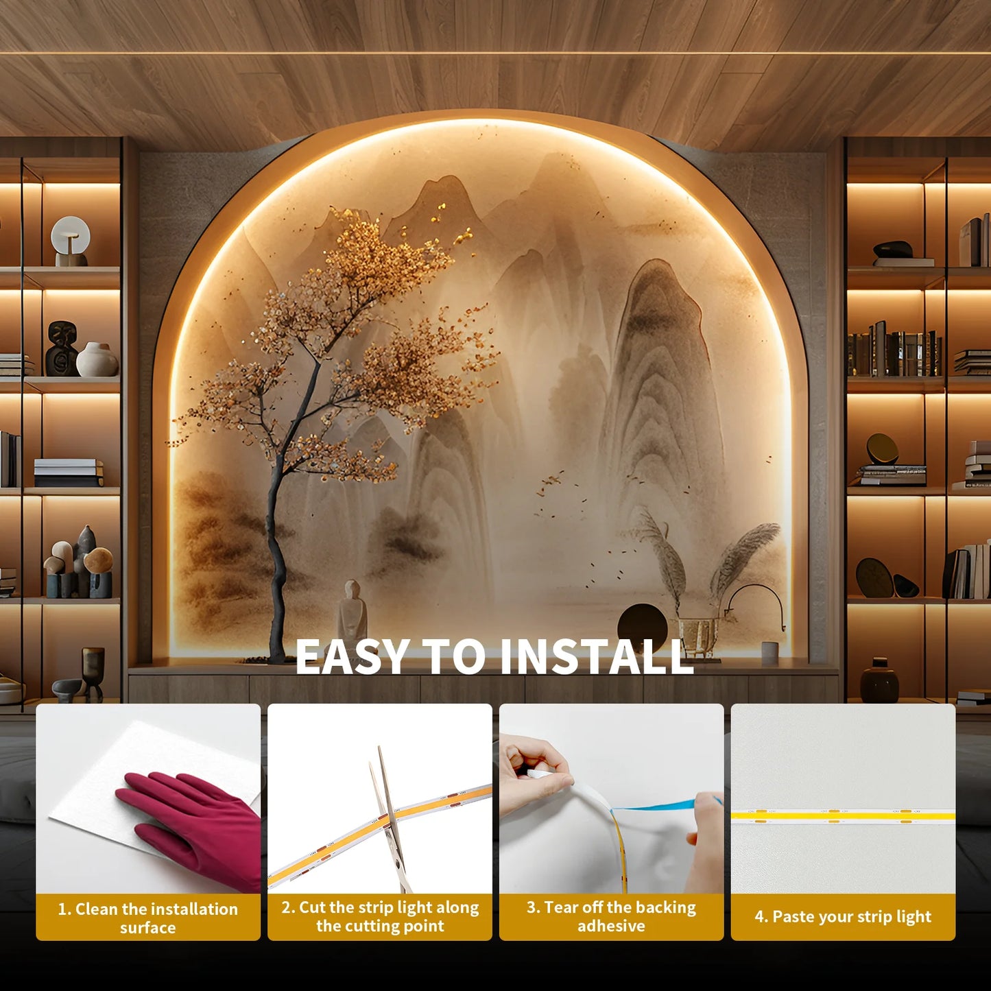 Warm White LED Strip Light 3000K 65000K With RF Remote