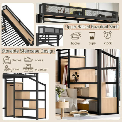 Queen Size Metal Loft Bed