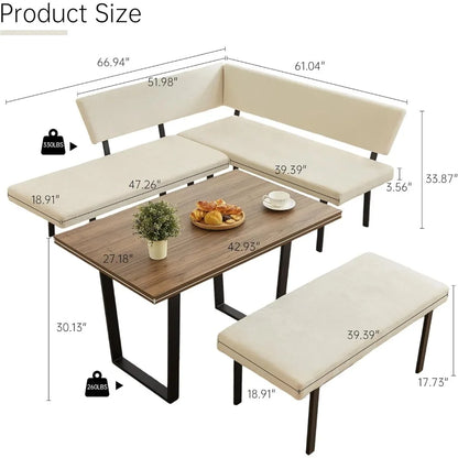 3-Piece Corner Dining Table Set