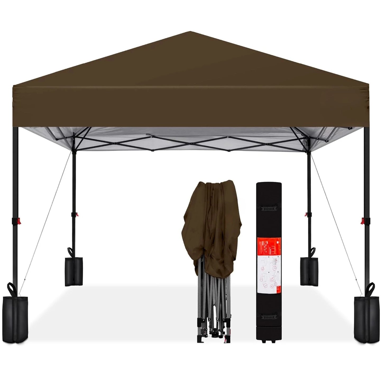 8x8ft 1-Person Setup Pop Up Canopy Tent Instant Portable Shelter w/ 1-Button Push, Case, 4 Weight Bags, Customized