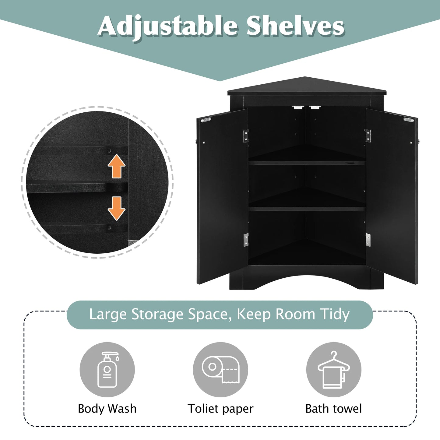 Black Triangle Bathroom Storage Cabinet