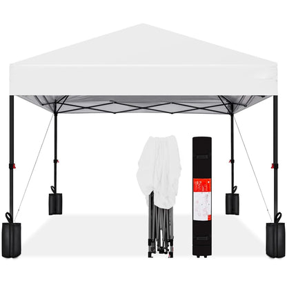 8x8ft 1-Person Setup Pop Up Canopy Tent Instant Portable Shelter w/ 1-Button Push, Case, 4 Weight Bags, Customized