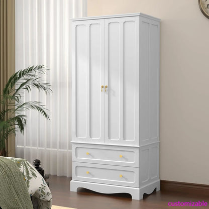 71.8" White Wood Wardrobe