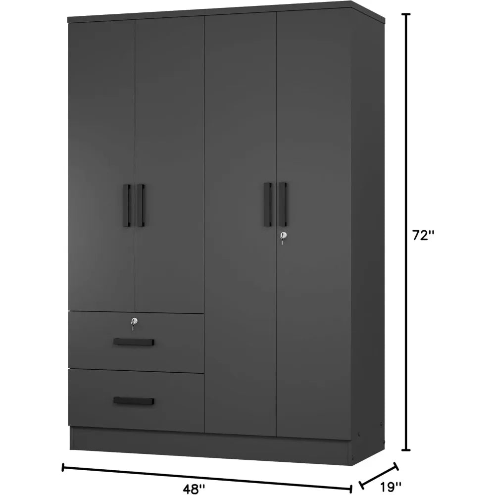 72" 4 Door Wardrobe