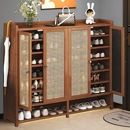 Bamboo Shoe Storage Cabinet With Doors, 38-42 Pairs