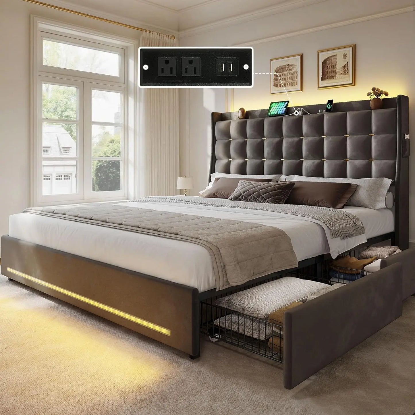Queen/king Bed Frame with 4 Drawers