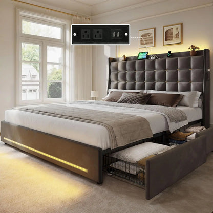 Queen/king Bed Frame with 4 Drawers
