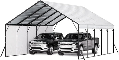 20x24 ft Heavy Duty Metal Carport, Removable PE Sidewalls