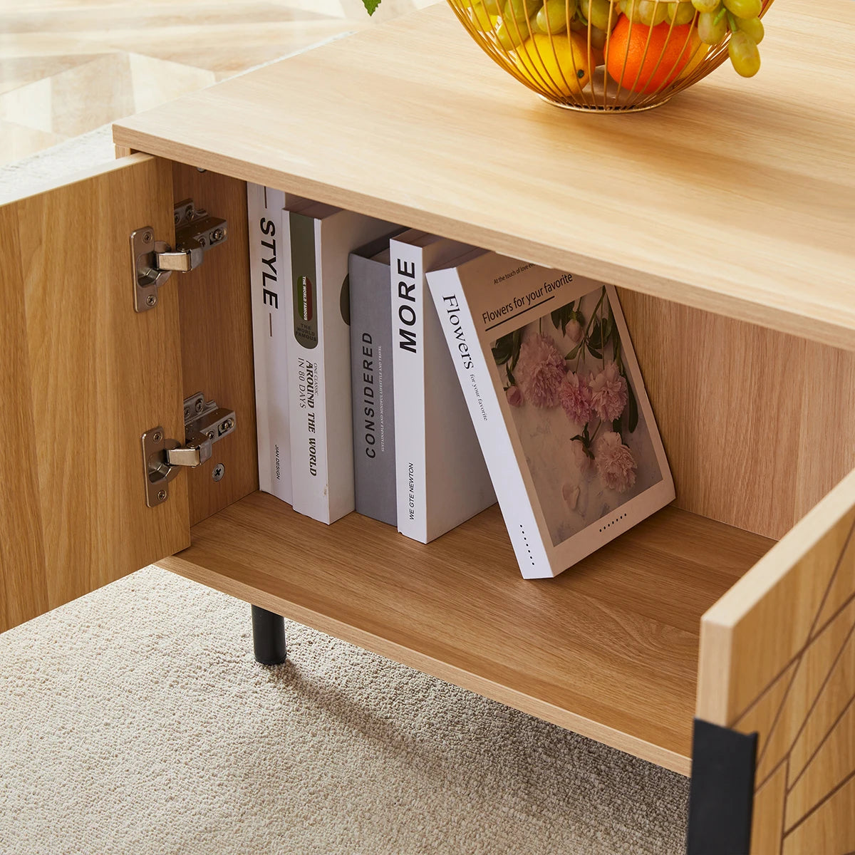 Wooden Mid Century Storage Sofa Table