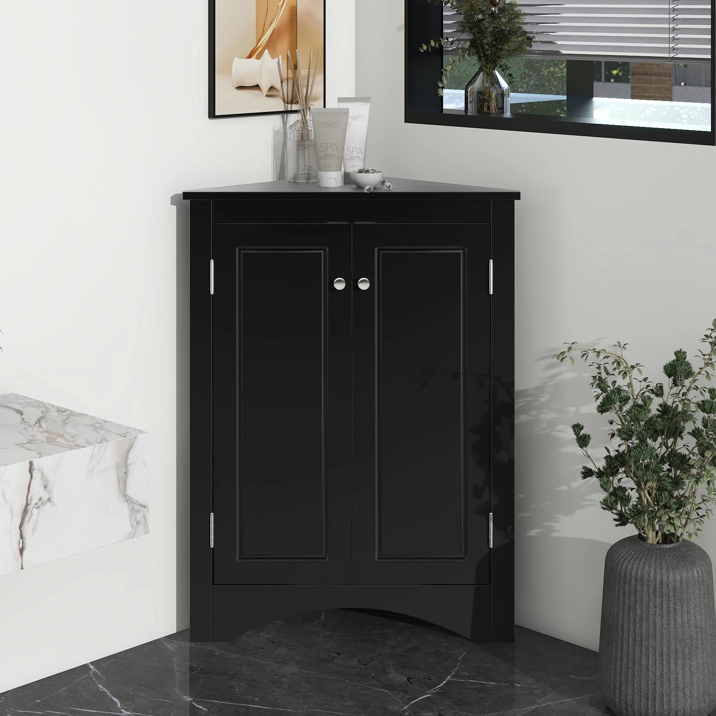 Black Triangle Bathroom Storage Cabinet