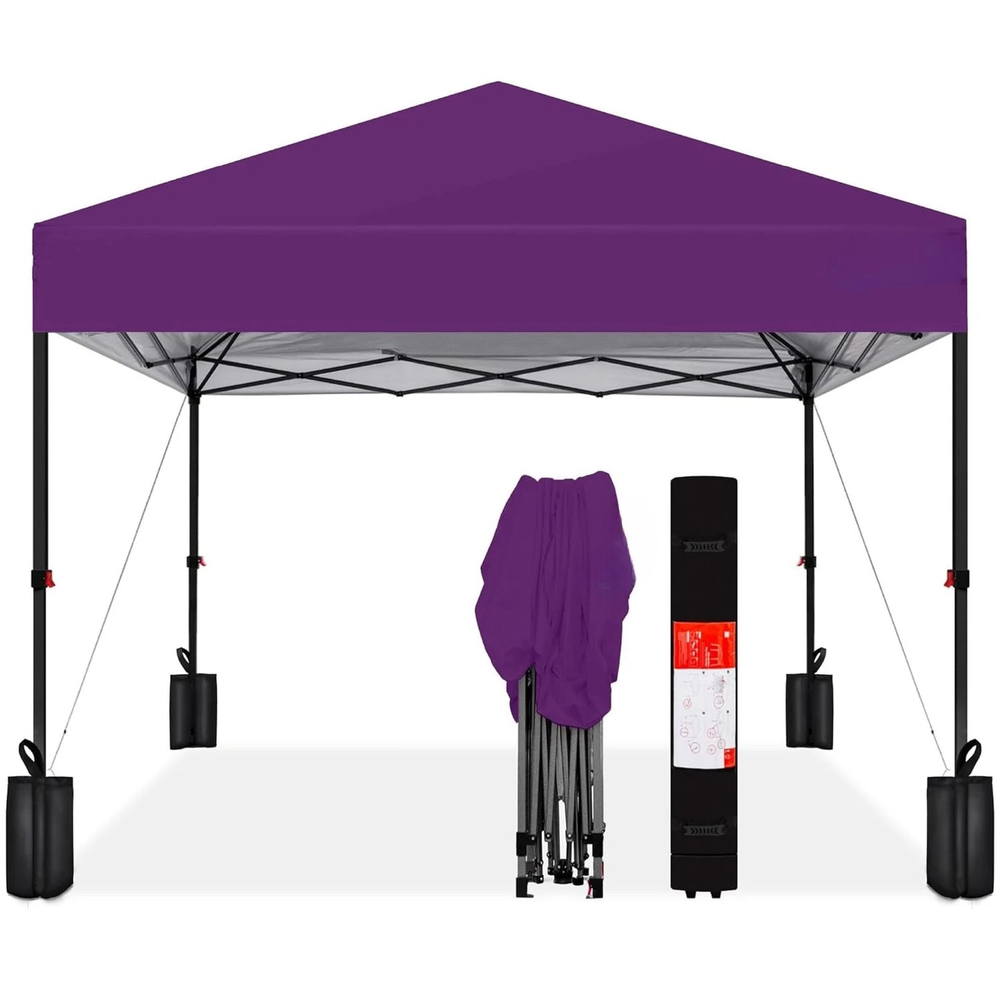 8x8ft 1-Person Setup Pop Up Canopy Tent Instant Portable Shelter w/ 1-Button Push, Case, 4 Weight Bags, Customized